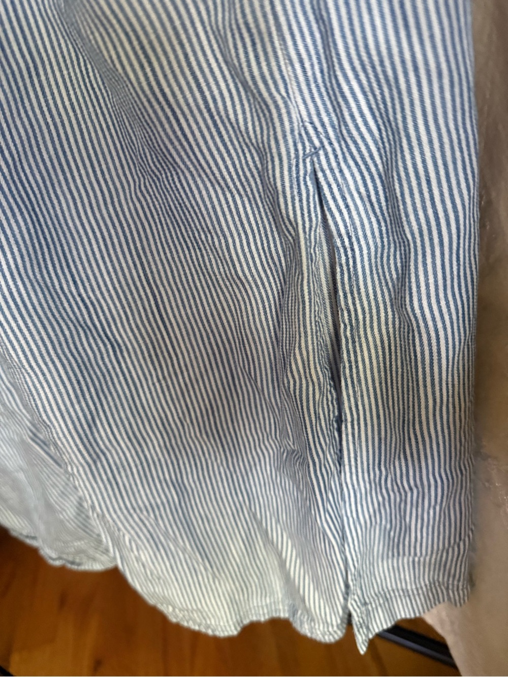 Lands' End Blue & White Pinstripe Shirt Midi Dress - Picture 8 of 8